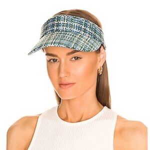 Lele Sadoughi Tweed Visor in Lawn Check
